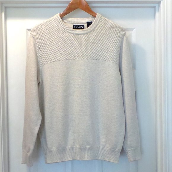 Chaps Other - Chaps Textured Crewneck Sweater Oatmeal Heathered size Small